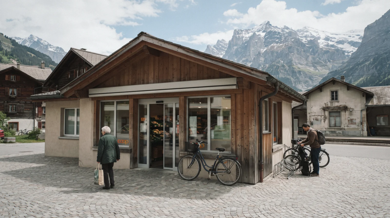 Coop Lauterbrunnen supermarket on the Bahnhofplatz in Lauterbrunnen, Switzerland