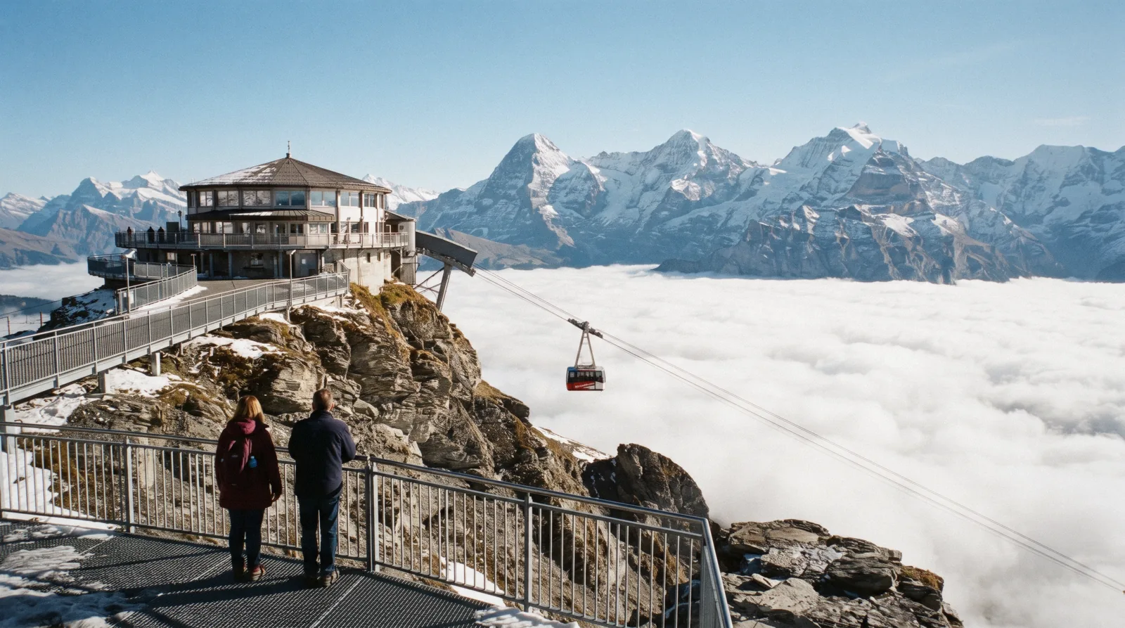 The Schilthorn summit at 2,970 m above the Lauterbrunnen valley, Switzerland