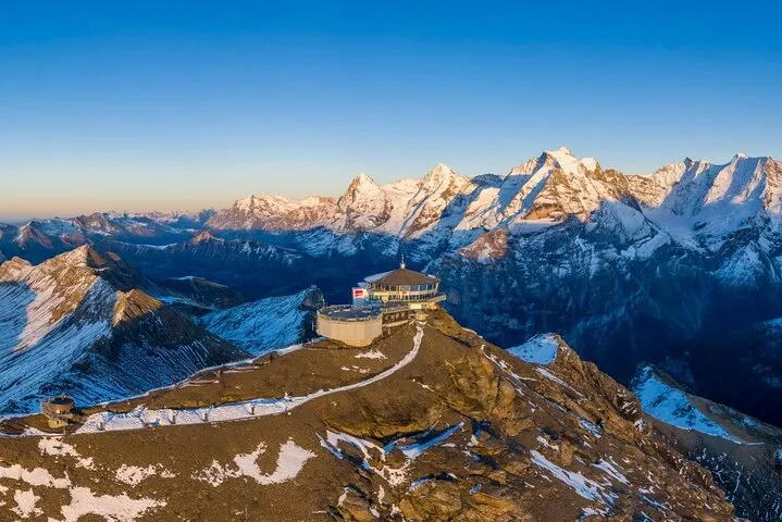 Cable car ascending to the Schilthorn summit above the Lauterbrunnen valley