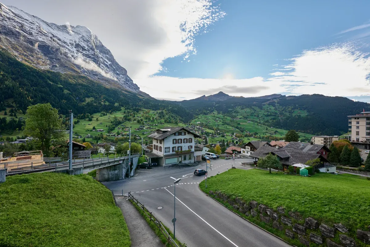 The Eiger rising above Grindelwald village in Switzerland