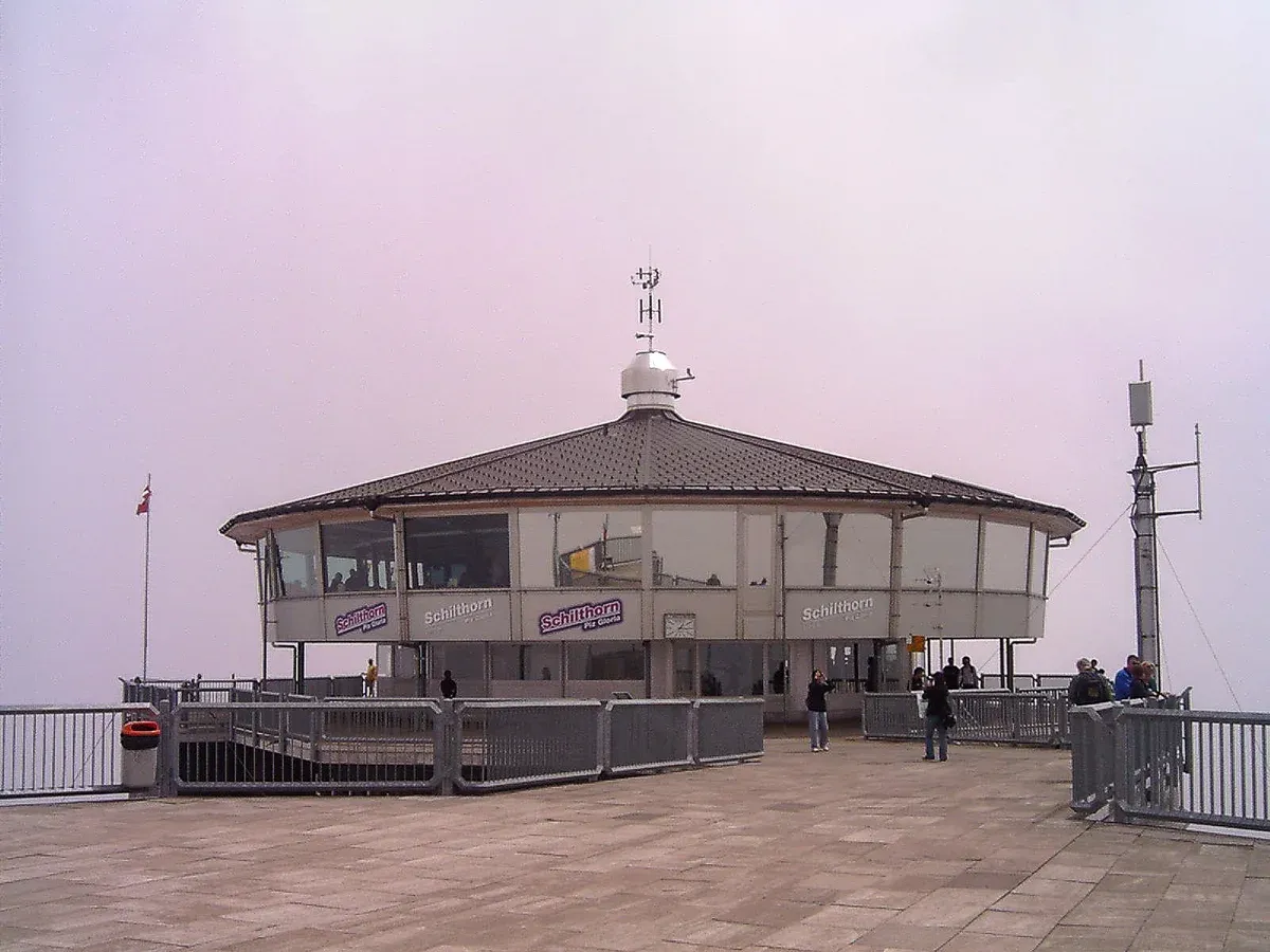 The revolving restaurant Piz Gloria on the Schilthorn summit above the Lauterbrunnen valley, Switzerland