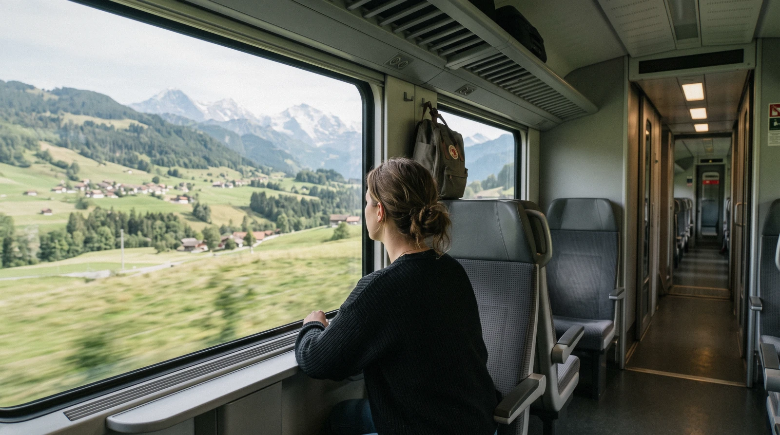 Train arriving at Lauterbrunnen station with the valley cliffs behind it